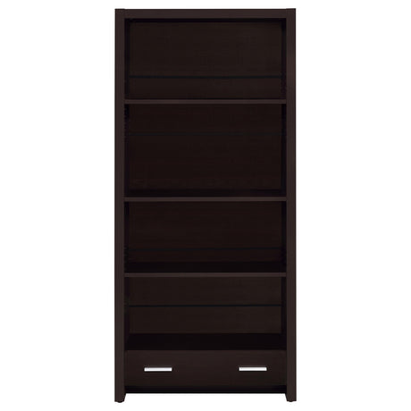  Coaster Furniture Skylar 800905 71-inch 5-shelf Bookcase with Drawer - Cappuccino IMAGE 3