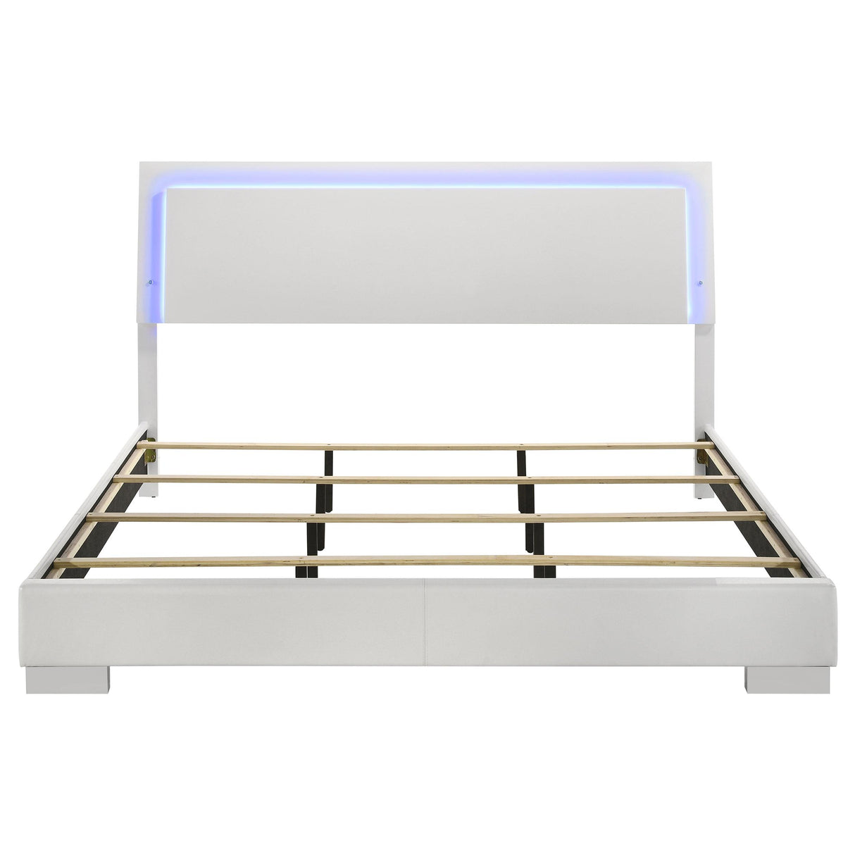  Coaster Furniture Felicity 203500KE Wood Eastern King LED Panel Bed - White High Gloss IMAGE 3