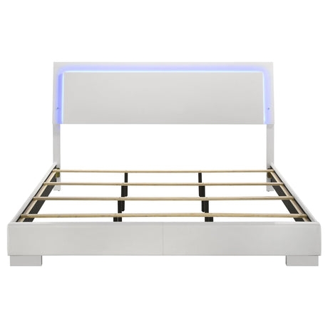 Coaster Furniture Felicity 203500KE Wood Eastern King LED Panel Bed - White High Gloss IMAGE 3