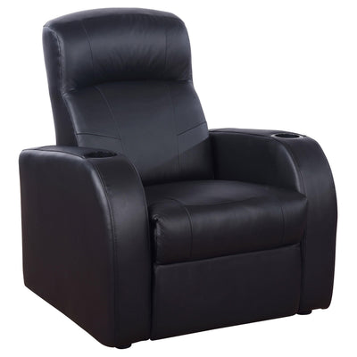  Coaster Furniture Cyrus 600001 Upholstered Track Arm Recliner - Black IMAGE 1