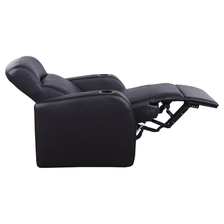 Coaster Furniture Cyrus 600001 Upholstered Track Arm Recliner - Black IMAGE 7