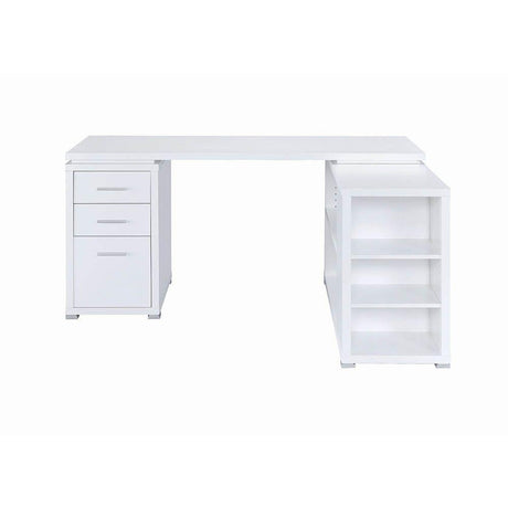  Coaster Furniture Yvette 800516 60-inch 3-Drawer L-Shape Computer Desk - White IMAGE 3