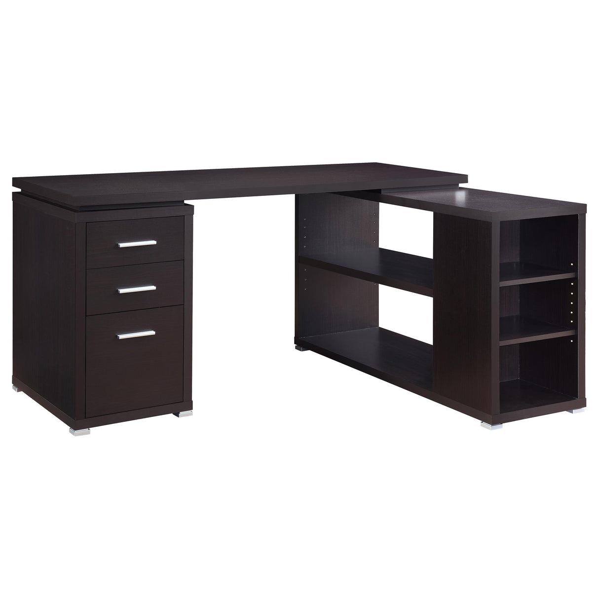  Coaster Furniture Yvette 800517 60-inch 3-Drawer L-Shape Computer Desk - Cappuccino IMAGE 1