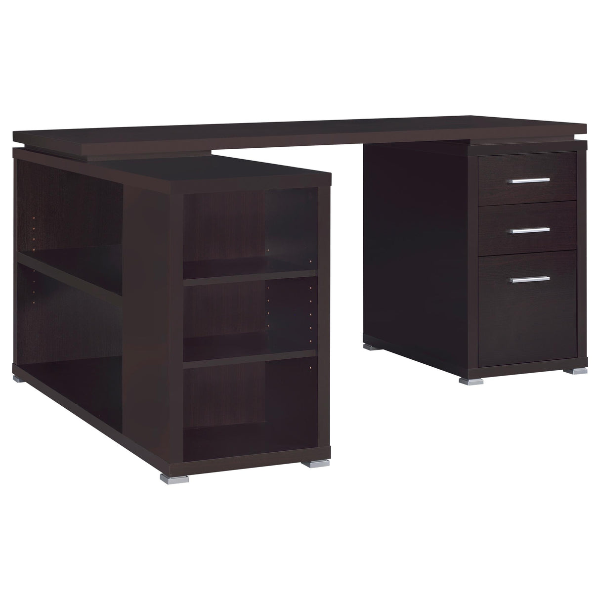  Coaster Furniture Yvette 800517 60-inch 3-Drawer L-Shape Computer Desk - Cappuccino IMAGE 3