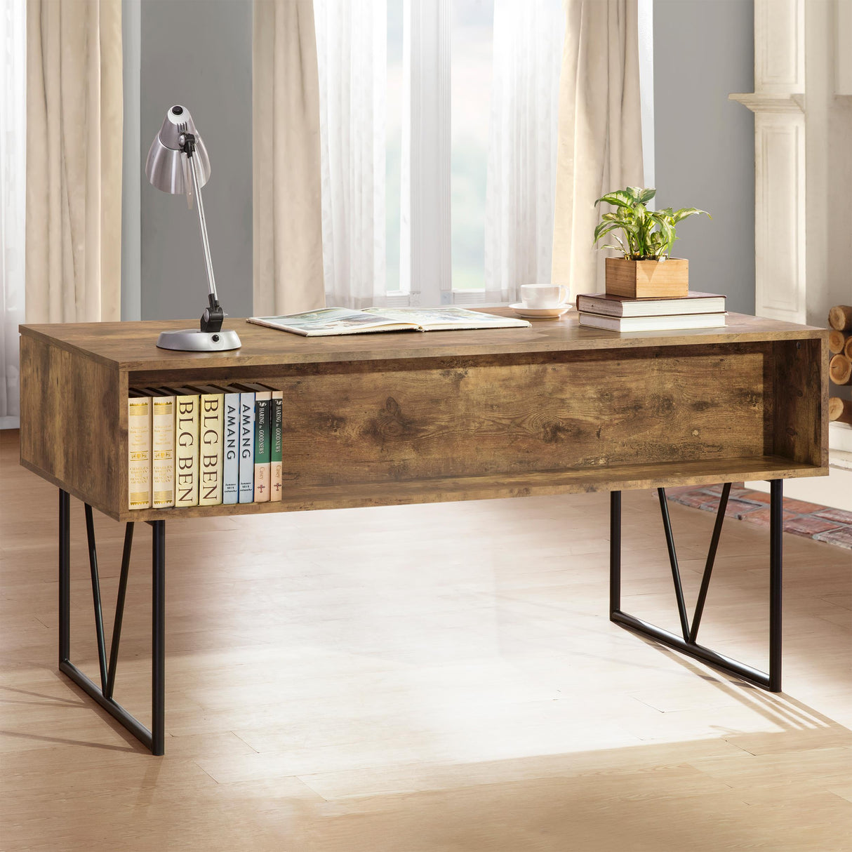  Coaster Furniture Analiese 800999 63-inch 4-Drawer Writing Desk - Rustic Nutmeg IMAGE 11