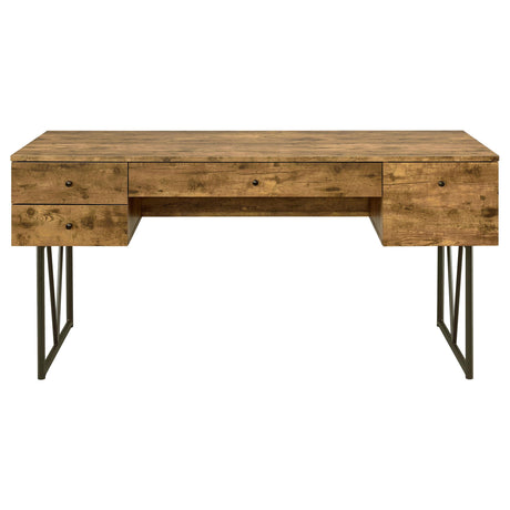  Coaster Furniture Analiese 800999 63-inch 4-Drawer Writing Desk - Rustic Nutmeg IMAGE 3