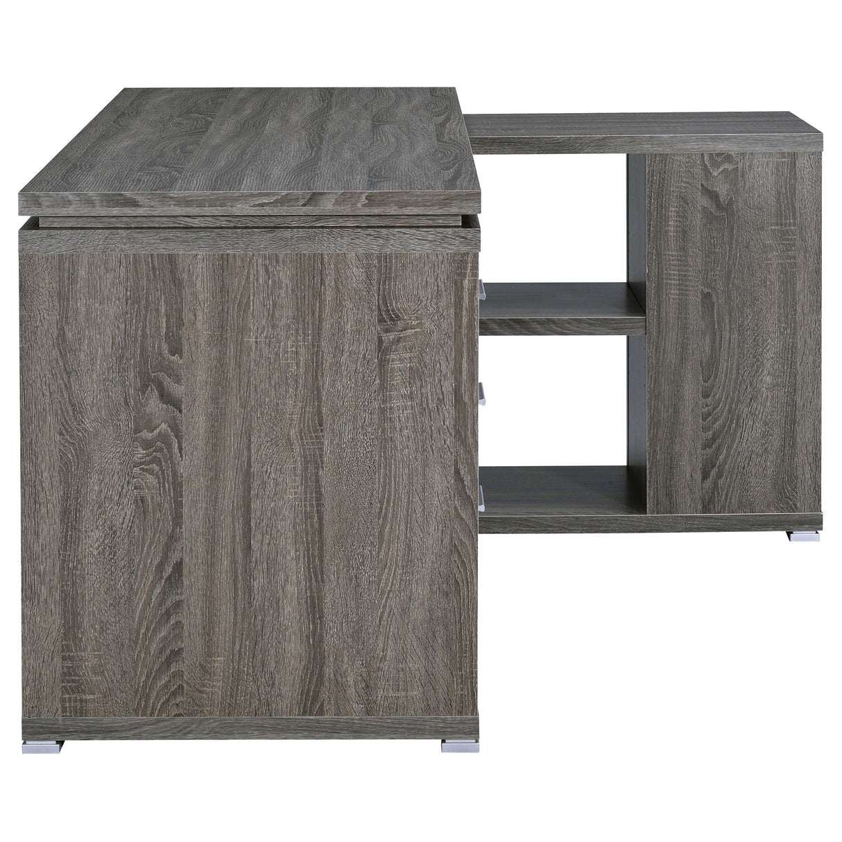  Coaster Furniture Yvette 800518 60-inch 3-Drawer L-Shape Computer Desk - Weathered Grey IMAGE 8