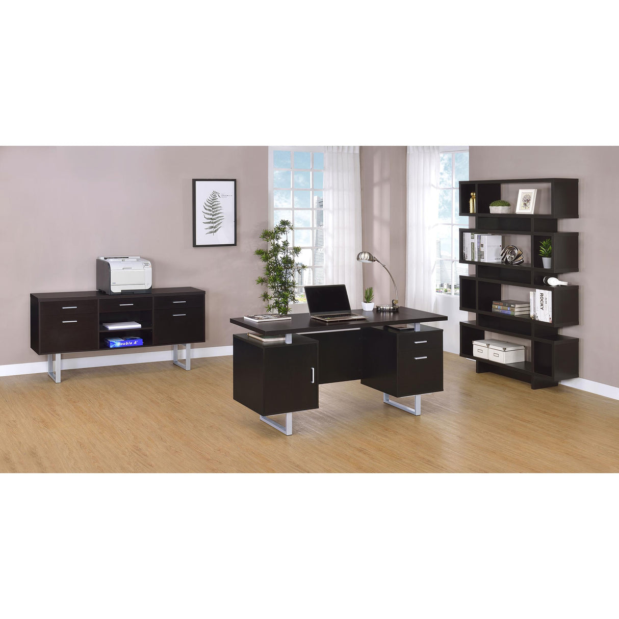  Coaster Furniture Lawtey 801521 60-inch 2-Drawer Office Computer Desk - Cappuccino IMAGE 11