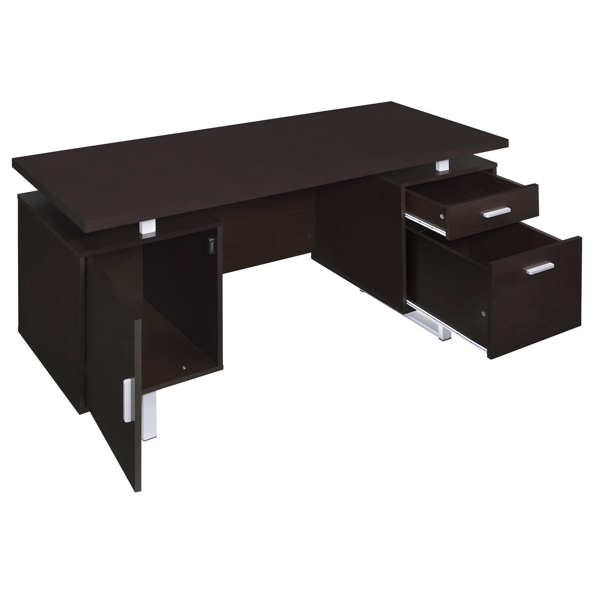  Coaster Furniture Lawtey 801521 60-inch 2-Drawer Office Computer Desk - Cappuccino IMAGE 2