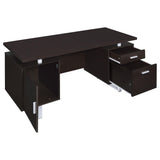  Coaster Furniture Lawtey 801521 60-inch 2-Drawer Office Computer Desk - Cappuccino IMAGE 2