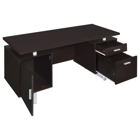  Coaster Furniture Lawtey 801521 60-inch 2-Drawer Office Computer Desk - Cappuccino IMAGE 2