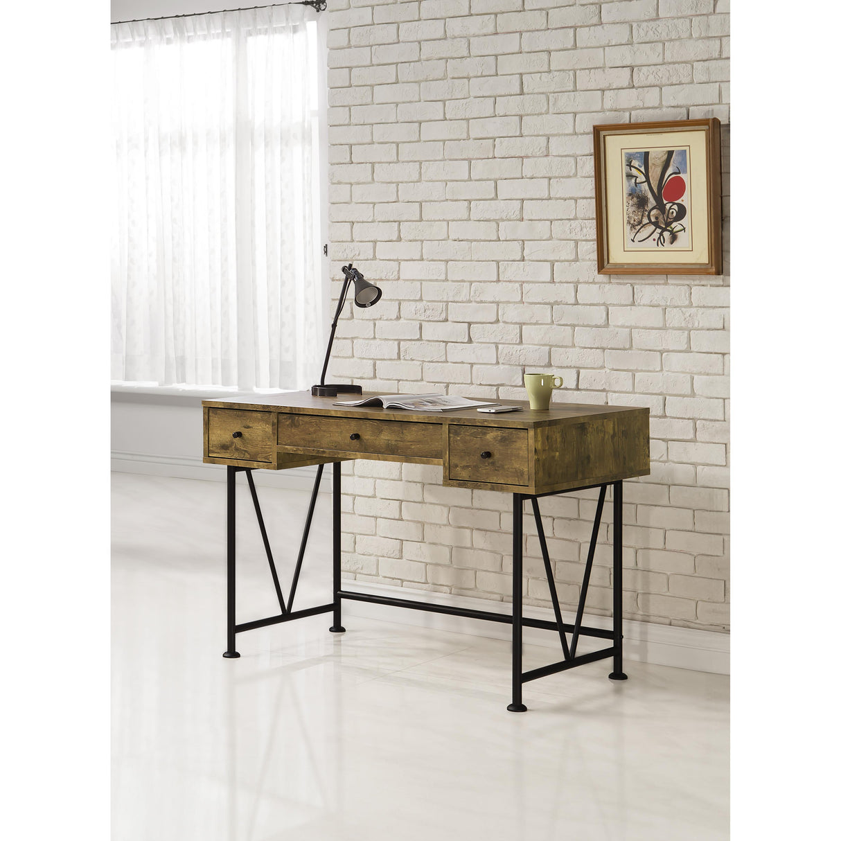  Coaster Furniture Analiese 801541 47-inch 3-Drawer Writing Desk - Rustic Nutmeg IMAGE 6