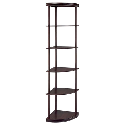  Coaster Furniture Bonwick 800279 72-inch 5-shelf Corner Bookshelf - Cappuccino IMAGE 1