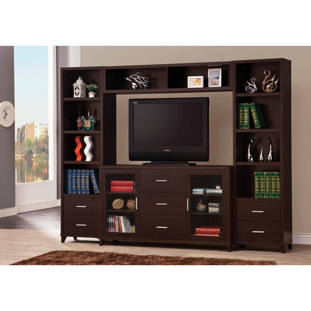  Coaster Furniture Lewes 700882 4-shelf Engineered Wood Media Tower - Cappuccino IMAGE 7