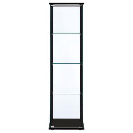  Coaster Furniture Cyclamen 950171 4-shelf Clear Glass Curio Display Cabinet - Black IMAGE 2