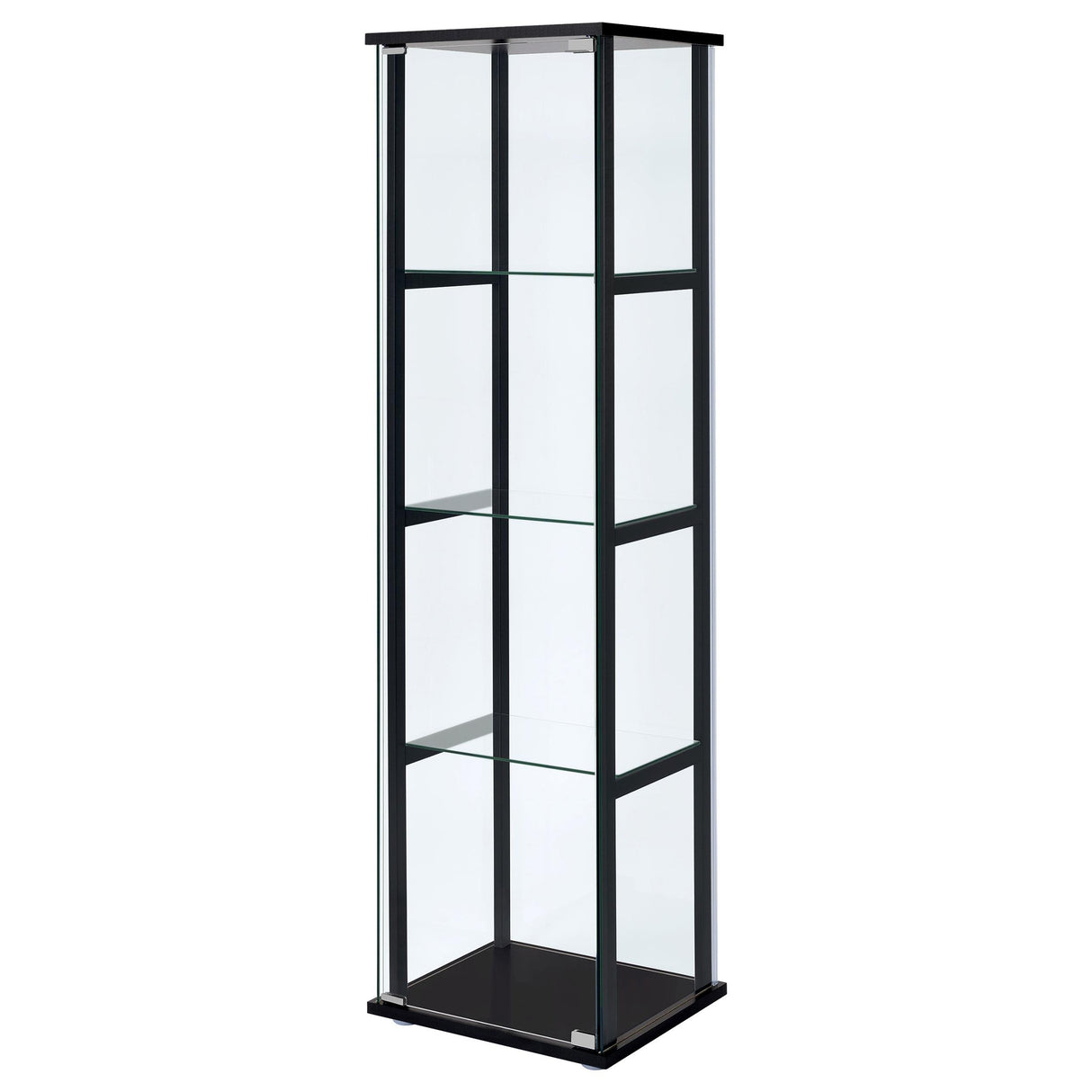  Coaster Furniture Cyclamen 950171 4-shelf Clear Glass Curio Display Cabinet - Black IMAGE 3