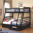  Coaster Furniture Ashton 460181 2-Drawer Wood Twin Over Full Bunk Bed - Navy Blue IMAGE 1