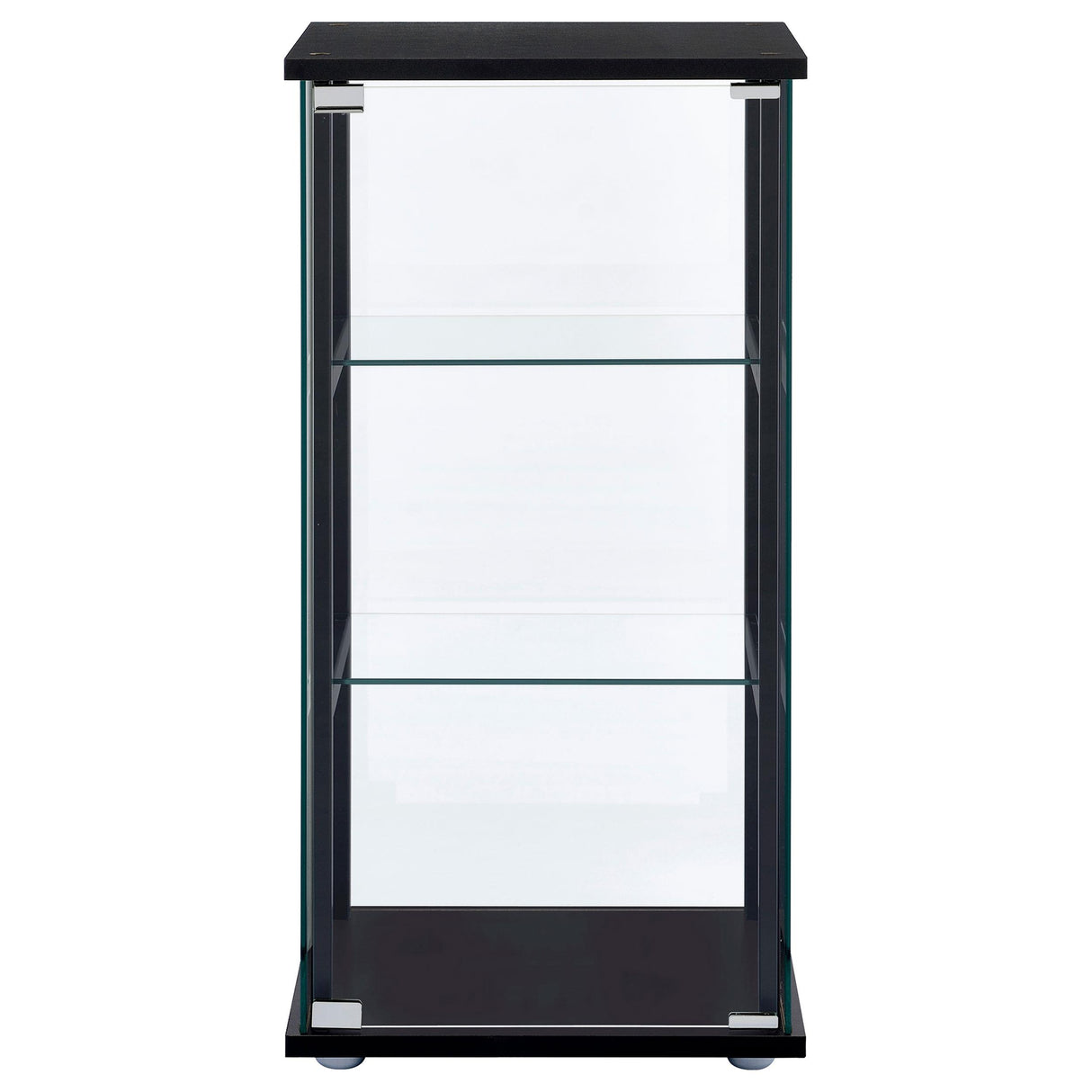  Coaster Furniture Cyclamen 950179 3-shelf Clear Glass Curio Display Cabinet - Black IMAGE 2