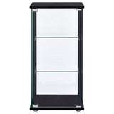  Coaster Furniture Cyclamen 950179 3-shelf Clear Glass Curio Display Cabinet - Black IMAGE 2
