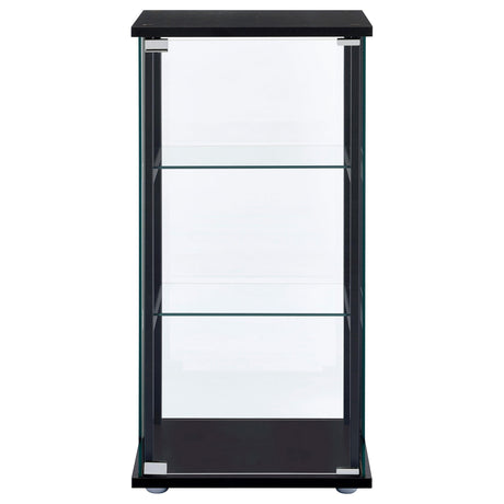  Coaster Furniture Cyclamen 950179 3-shelf Clear Glass Curio Display Cabinet - Black IMAGE 2