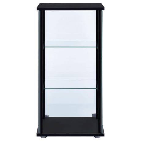  Coaster Furniture Cyclamen 950179 3-shelf Clear Glass Curio Display Cabinet - Black IMAGE 5