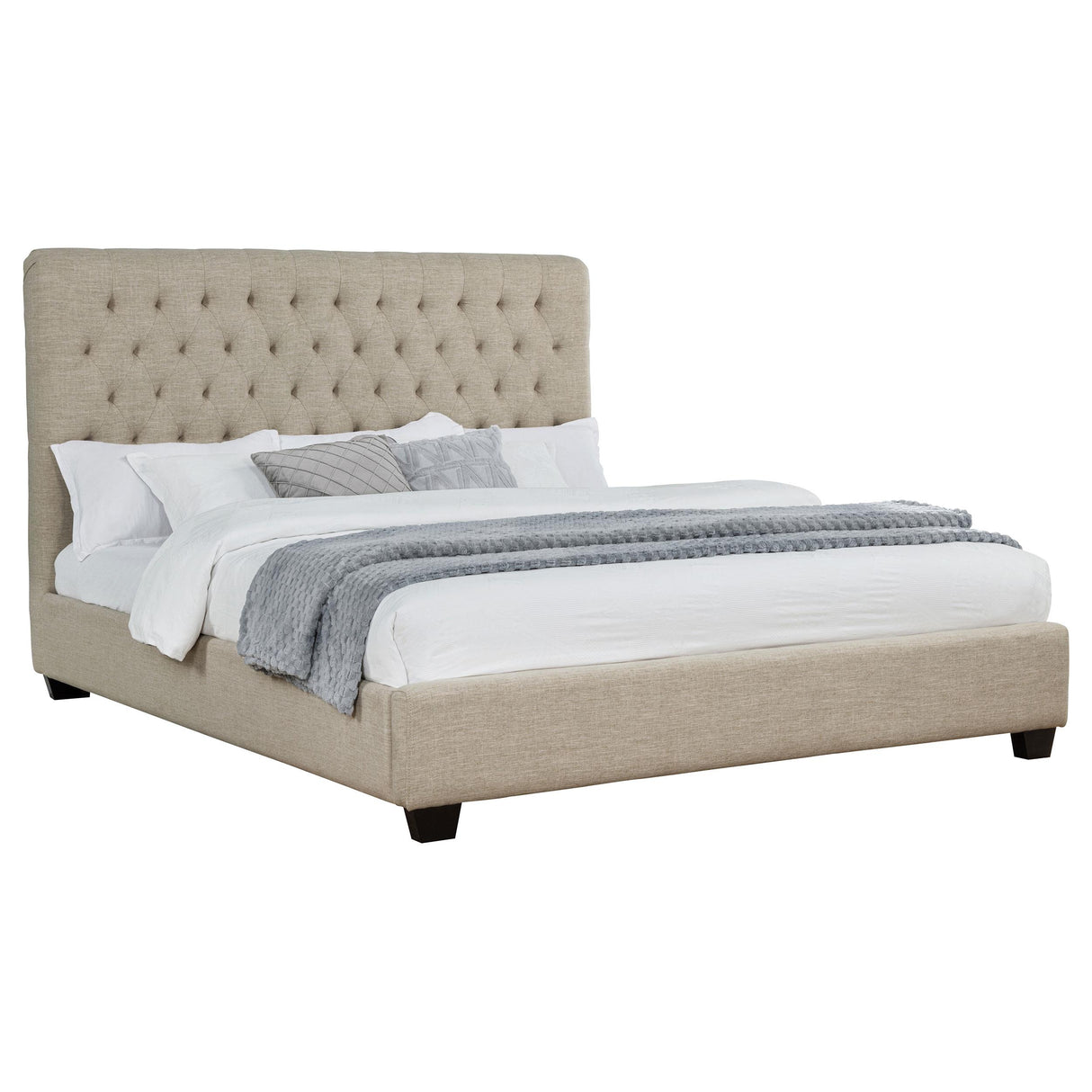  Coaster Furniture Chloe 300007KW Upholstered California King Panel Bed - Oatmeal IMAGE 2