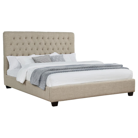  Coaster Furniture Chloe 300007KW Upholstered California King Panel Bed - Oatmeal IMAGE 2