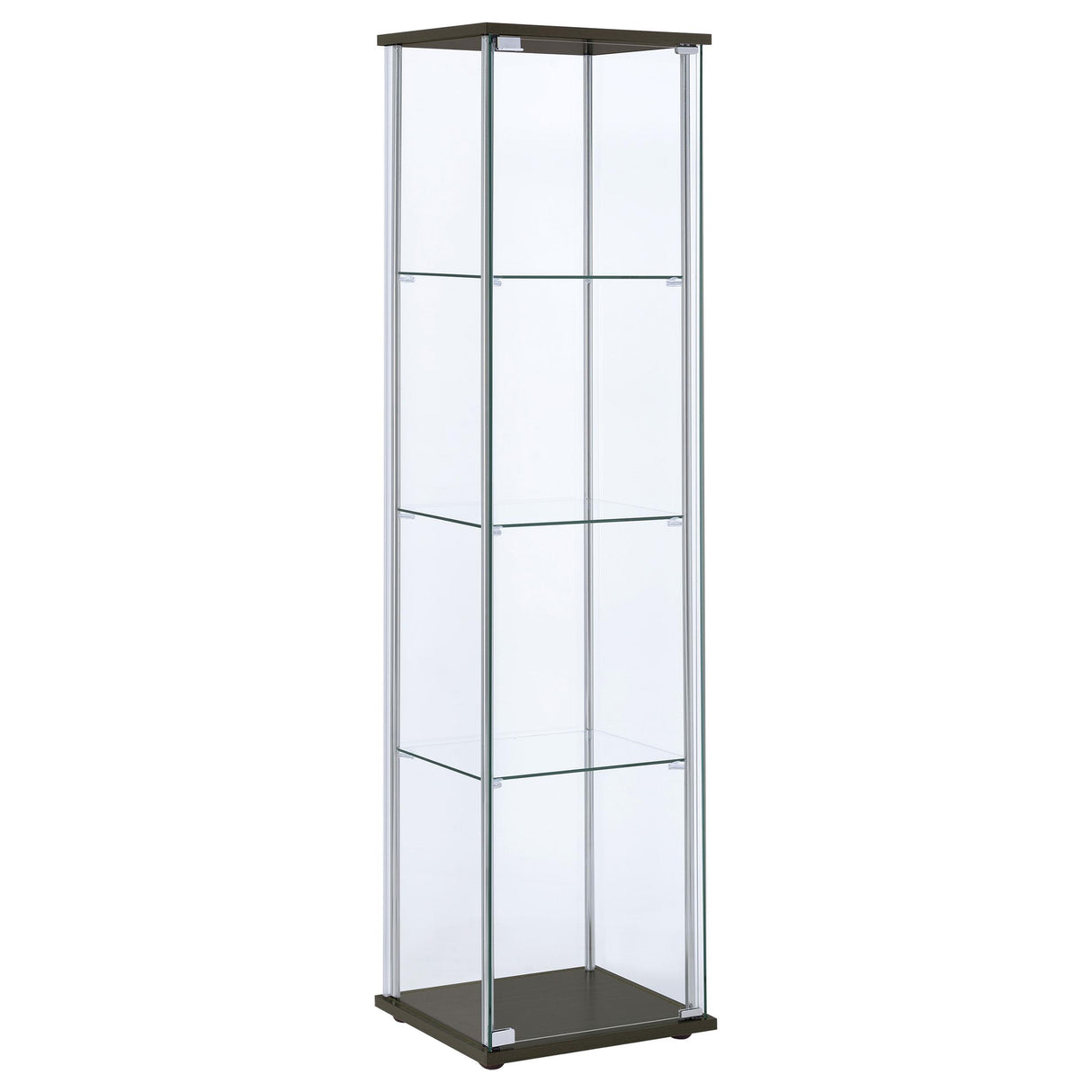  Coaster Furniture Bellatrix 950172 4-shelf Clear Glass Curio Cabinet - Cappuccino IMAGE 1