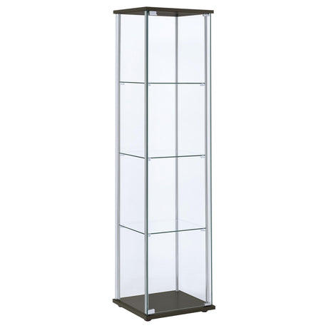  Coaster Furniture Bellatrix 950172 4-shelf Clear Glass Curio Cabinet - Cappuccino IMAGE 1