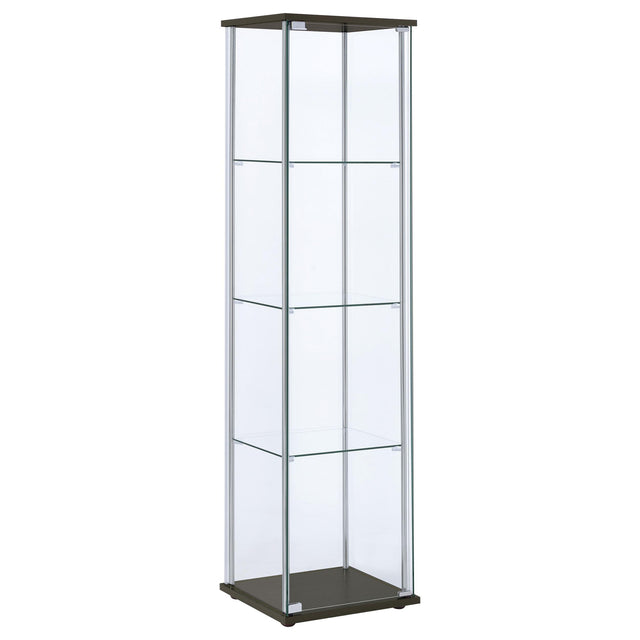  Coaster Furniture Bellatrix 950172 4-shelf Clear Glass Curio Cabinet - Cappuccino IMAGE 1