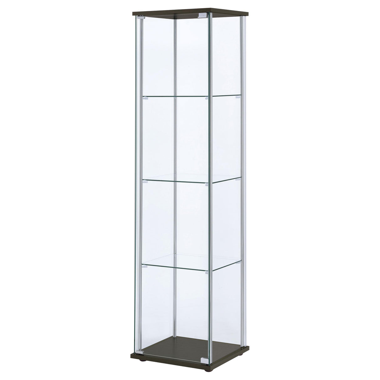  Coaster Furniture Bellatrix 950172 4-shelf Clear Glass Curio Cabinet - Cappuccino IMAGE 3