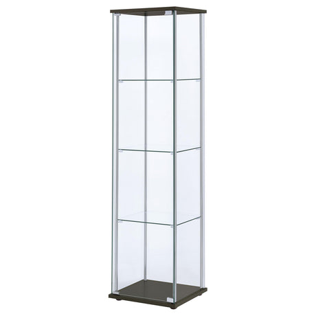  Coaster Furniture Bellatrix 950172 4-shelf Clear Glass Curio Cabinet - Cappuccino IMAGE 3