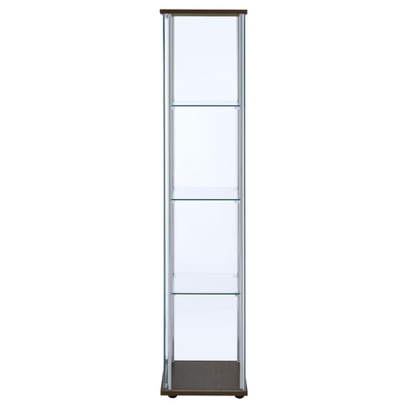  Coaster Furniture Bellatrix 950172 4-shelf Clear Glass Curio Cabinet - Cappuccino IMAGE 4