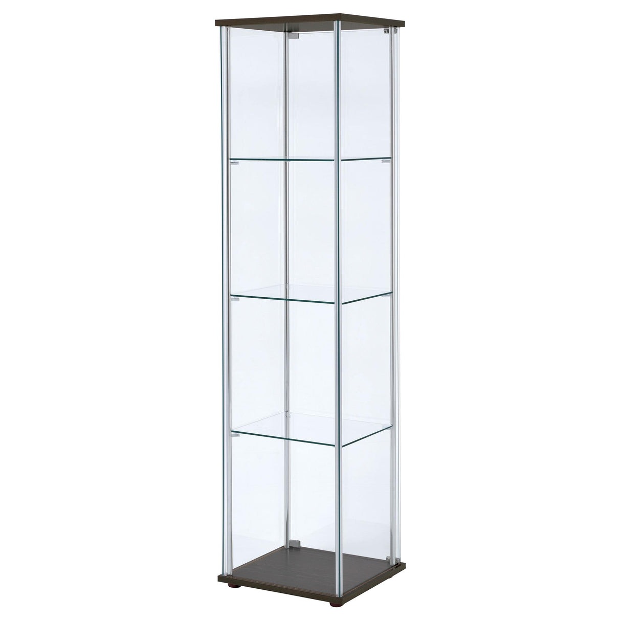  Coaster Furniture Bellatrix 950172 4-shelf Clear Glass Curio Cabinet - Cappuccino IMAGE 7