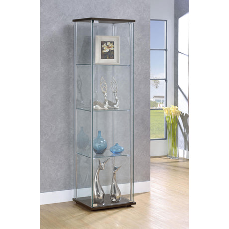  Coaster Furniture Bellatrix 950172 4-shelf Clear Glass Curio Cabinet - Cappuccino IMAGE 9
