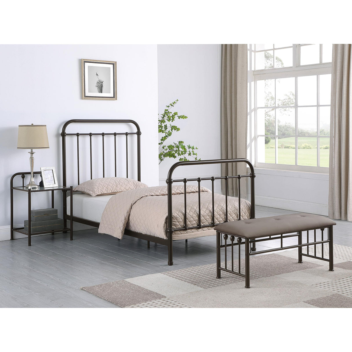  Coaster Furniture Livingston 300399T Metal Twin Open Frame Bed - Dark Bronze IMAGE 9