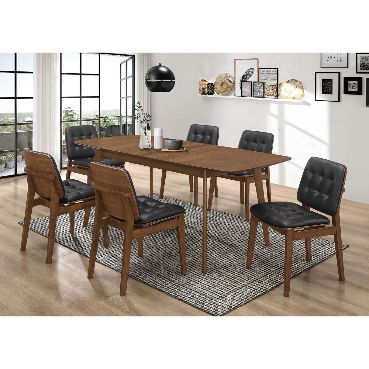  Coaster Furniture Redbridge 106591 75-inch Extension Leaf Dining Table - Natural Walnut IMAGE 4