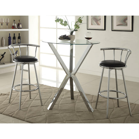  Coaster Furniture Denali 100186 Round 35-inch Glass Top Bistro Bar Table - Chrome IMAGE 3
