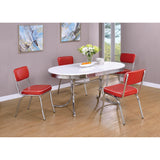  Coaster Furniture Retro 2065 Oval 60-inch Wood Top Dining Table - White and Chrome IMAGE 5