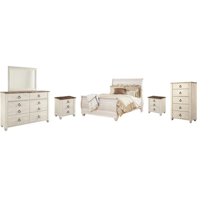  Signature Design by Ashley Willowton B267B56 8 pc Queen Sleigh Bedroom Set IMAGE 1