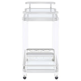 Coaster Furniture Jefferson 902589 2-tier Glass Shelf Acrylic Bar Cart - Chrome IMAGE 2