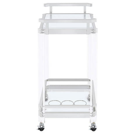  Coaster Furniture Jefferson 902589 2-tier Glass Shelf Acrylic Bar Cart - Chrome IMAGE 4