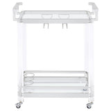  Coaster Furniture Jefferson 902589 2-tier Glass Shelf Acrylic Bar Cart - Chrome IMAGE 5