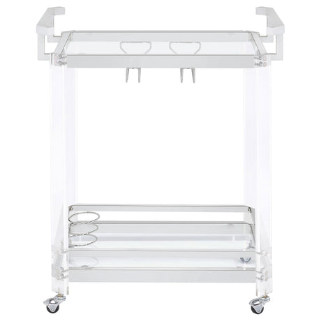  Coaster Furniture Jefferson 902589 2-tier Glass Shelf Acrylic Bar Cart - Chrome IMAGE 5
