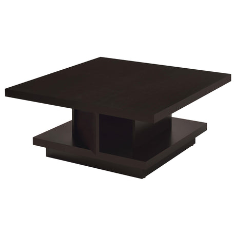  Coaster Furniture Reston 705168 Square Engineered Wood Coffee Table - Cappuccino IMAGE 2