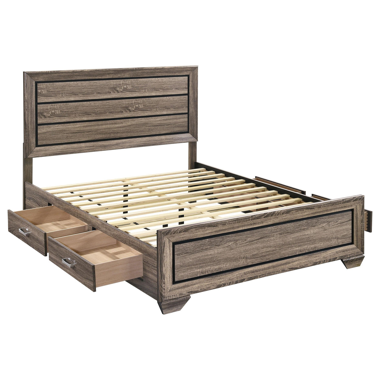  Coaster Furniture Kauffman 204190Q Wood Queen Storage Panel Bed - Washed Taupe IMAGE 2