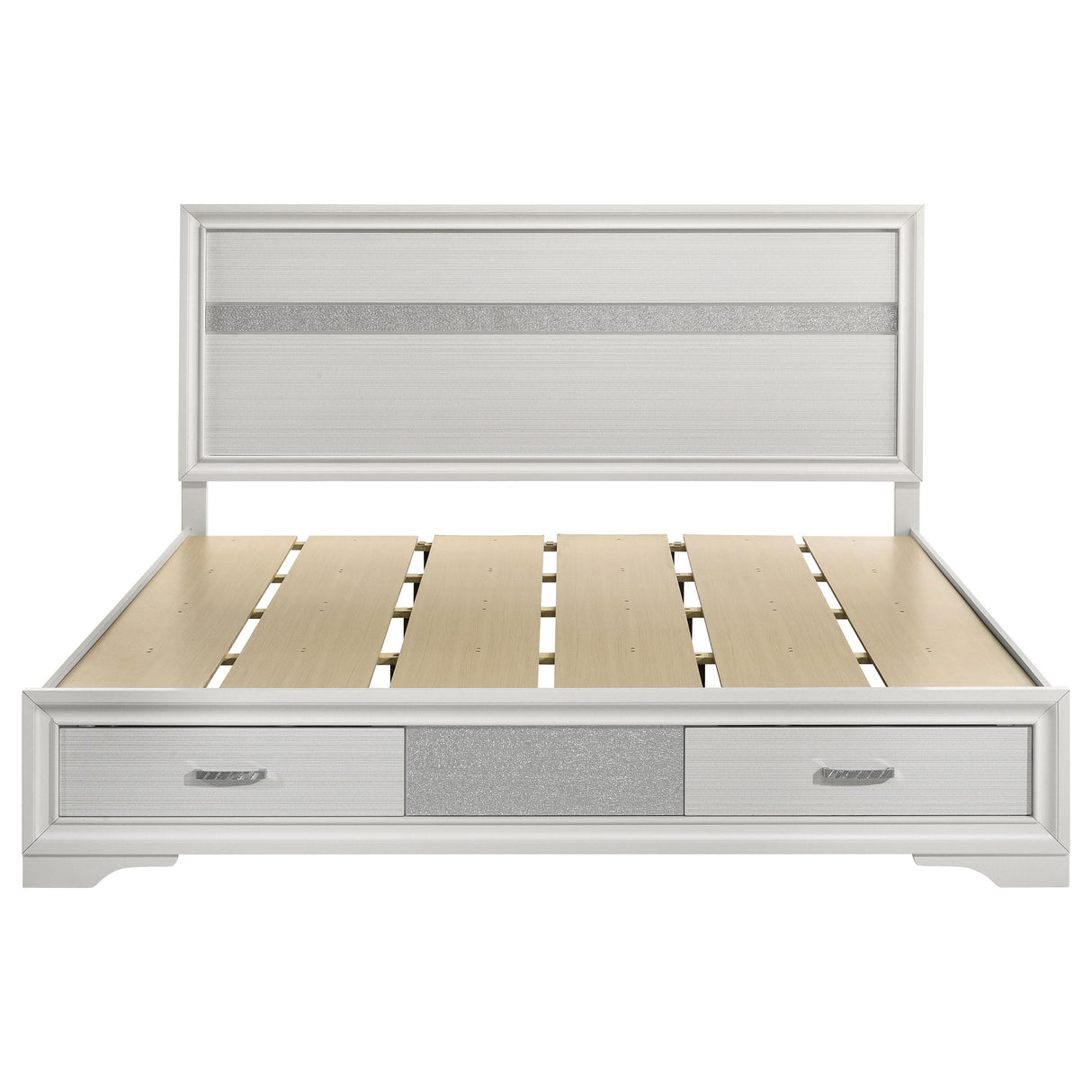  Coaster Furniture Miranda 205111KW 51-inch Wood California King Storage Panel Bed - White IMAGE 3