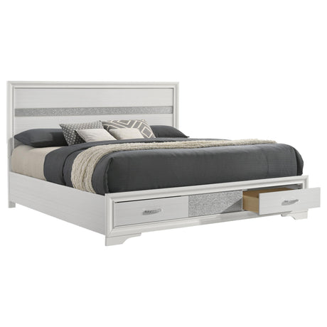  Coaster Furniture Miranda 205111KE 51-inch Wood Eastern King Storage Panel Bed - White IMAGE 2