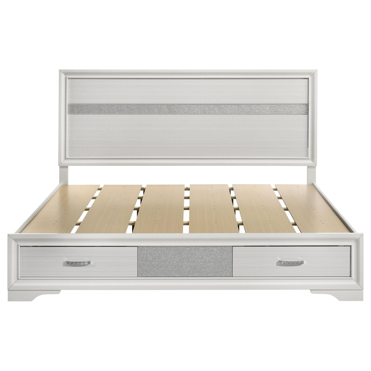  Coaster Furniture Miranda 205111KE 51-inch Wood Eastern King Storage Panel Bed - White IMAGE 3