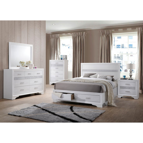  Coaster Furniture Miranda 205111KE 51-inch Wood Eastern King Storage Panel Bed - White IMAGE 7